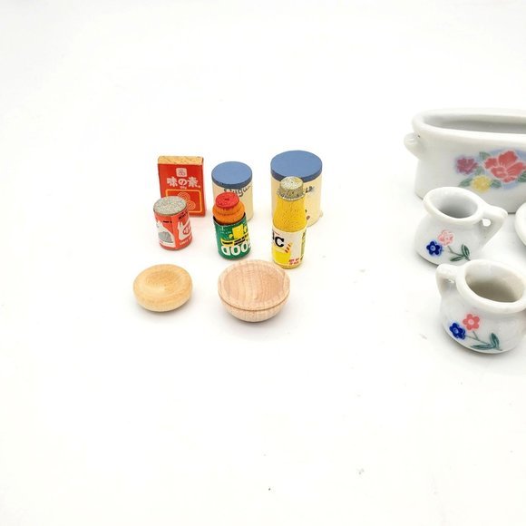 Miniature Barbie Size Porcelain Tea Set Lot Food Doll House Toys - Picture 2 of 6
